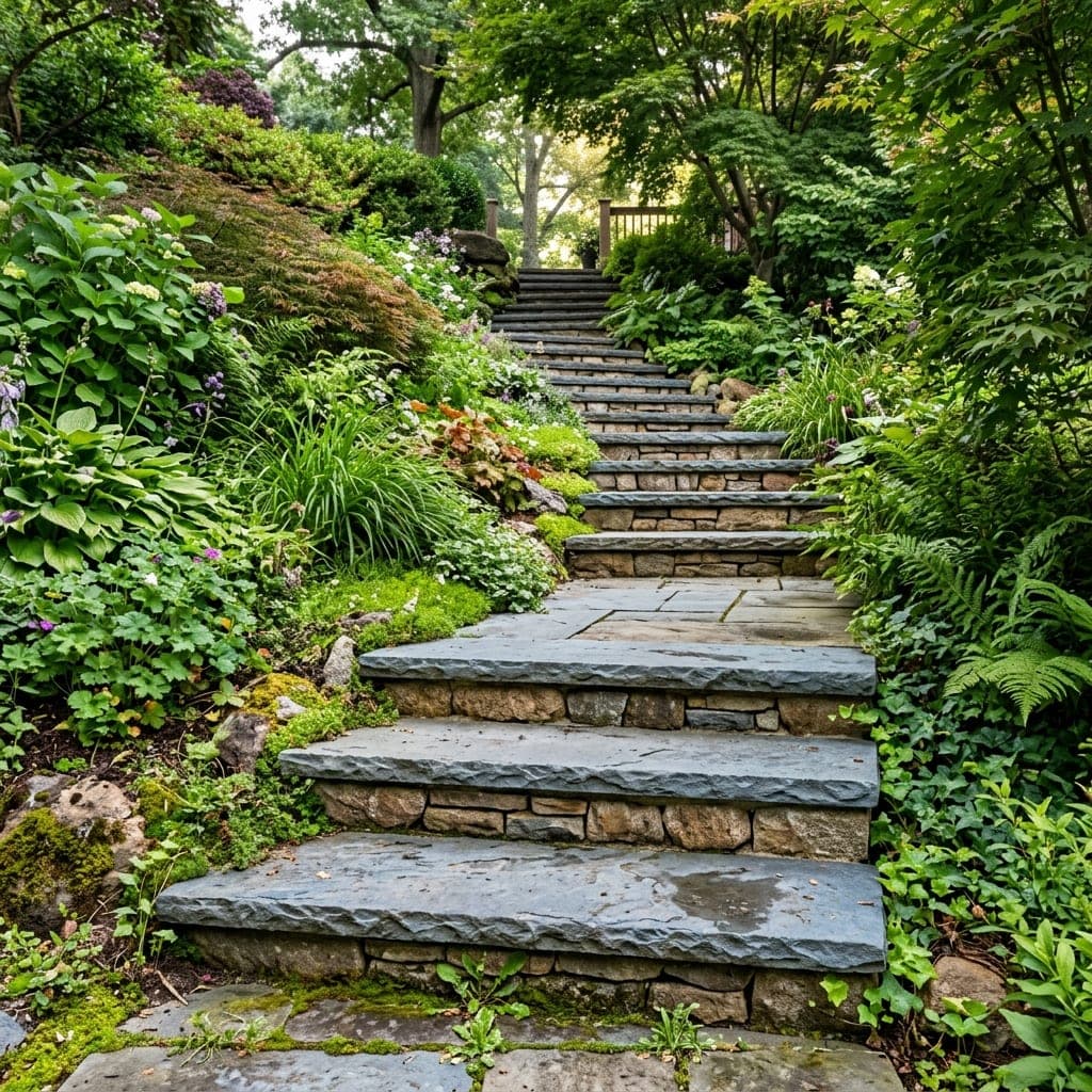 Representative North Bay landscape concept: Masonry , hardscapes and outdoor living.